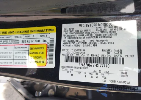 2015 Ford Fusion S z USA, uszkodzony, nr VIN 3FA6P0G72FR177740